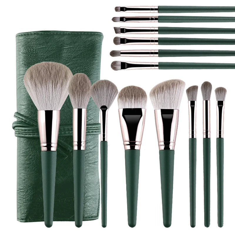 Kit de 14 Pinceles Verde Musgo