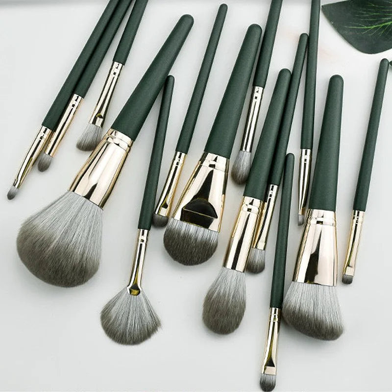 Kit de 14 Pinceles Verde Musgo